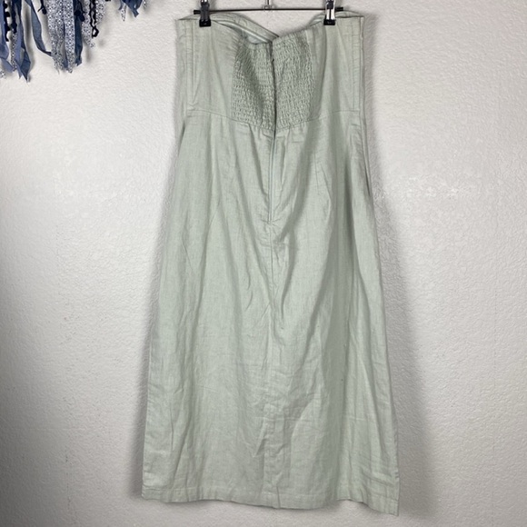 Abercrombie & Fitch Women’s Green Strapless Linen-Blended Midi Dress cotton - Picture 9 of 11